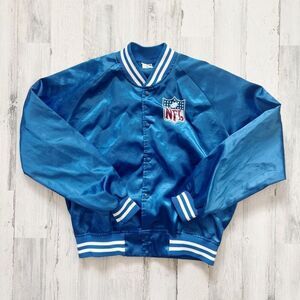 Vintage NFL Chalk Line Blue Satin Varsity Jacket Size XL